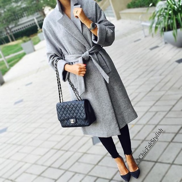 Zara Gray Belted Coat - Picture 7 of 15